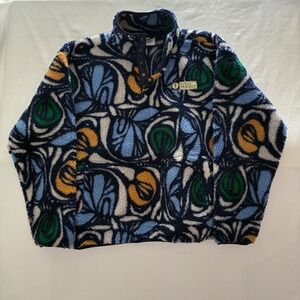 Parks Project Trail High Fleece Pullover Small Blue 1/4 Snap Gorpcore Abstract